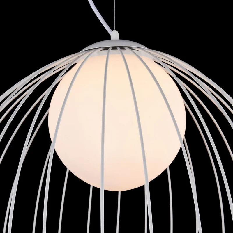 Casa Padrino Hängeleuchte Weiß Ø 50 x H. 41 cm - Leuchte aus geschwungenen Metallstäbchen