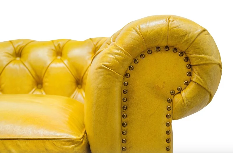 Casa Padrino Luxus Chesterfield 3er Sofa Gelb 320 x 110 x H. 71 cm - Luxus Leder Möbel