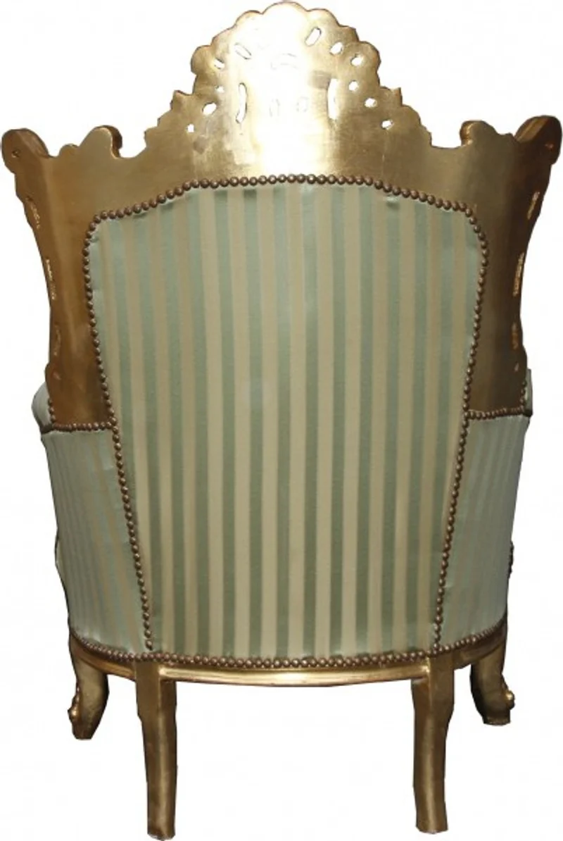 Casa Padrino Barock Sessel Al Capone Mod2 Jadegrün / Beige / Gold 85 x 65 x H. 127 cm