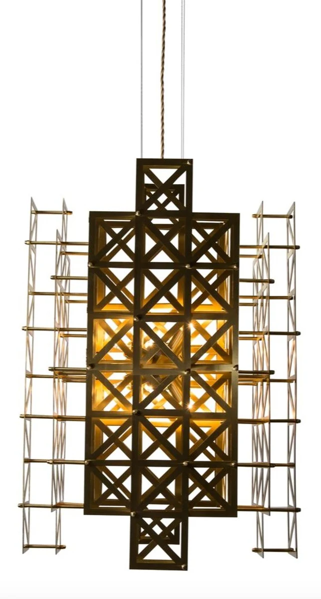 Casa Padrino Designer Hängeleuchte Messing 45 x 45 x H. 60 cm - Hotel Möbel