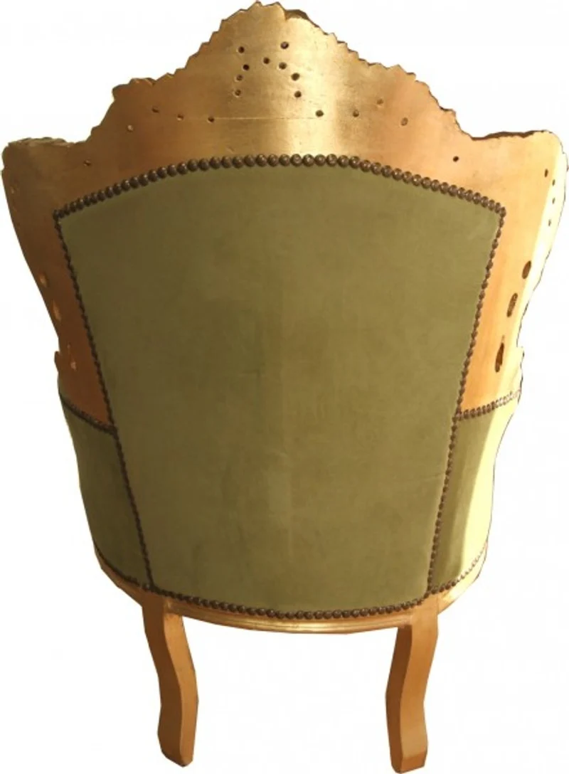 Casa Padrino Barock Sessel King Jadegrün / Gold 85 x 85 x H. 120 cm - Barock Möbel