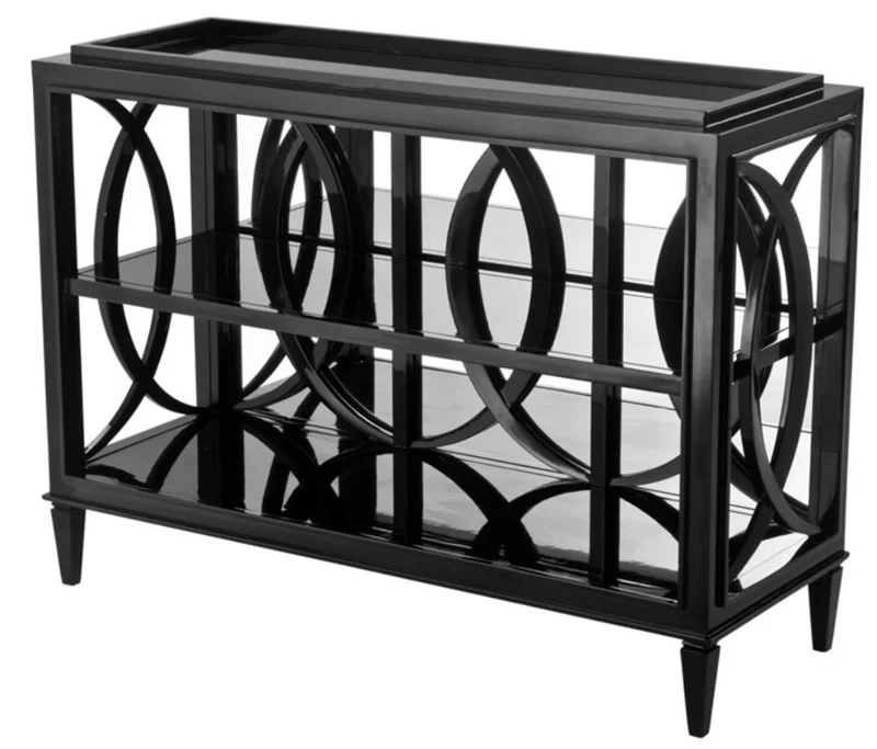 Casa Padrino Wohnzimmerschrank Schwarz 124 x 46 x H. 90 cm - Luxus Regalschrank