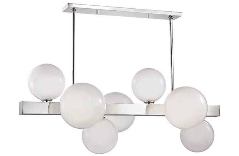 Casa Padrino Luxus LED Hängeleuchte Silber / Weiß 110,5 x 54 x H. 47 cm - Luxus Kollektion