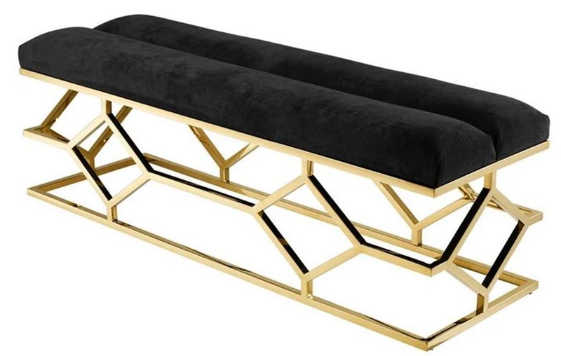 Casa Padrino Luxus Sitzbank Gold 140 x 45 x H. 48 cm - Wohnzimmer Designermöbel