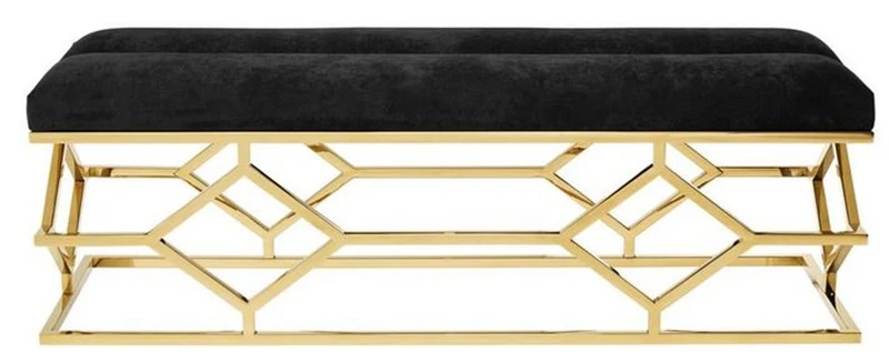 Casa Padrino Luxus Sitzbank Gold 140 x 45 x H. 48 cm - Wohnzimmer Designermöbel