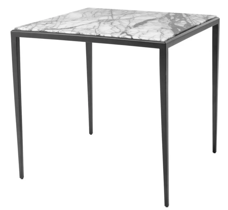 Casa Padrino Beistelltisch in bronze mit weißer Marmorplatte 60 x 60 x H. 58 cm - Luxus Wohnzimmermöbel