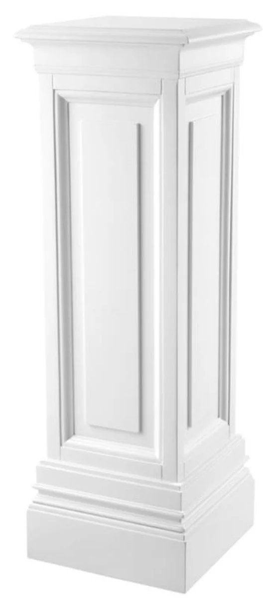 Casa Padrino Designer Mahagoni Säule Weiß 33 x 33 x H. 100 cm - Luxus Beistelltisch