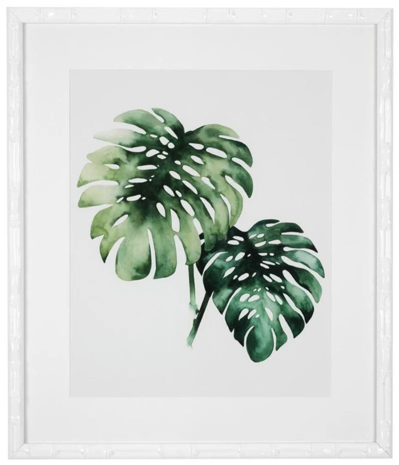 Casa Padrino Bilder / Kunstdruck Set Tropische Pflanzen Grün / Weiß 59 x H. 69 cm - Luxus Deko