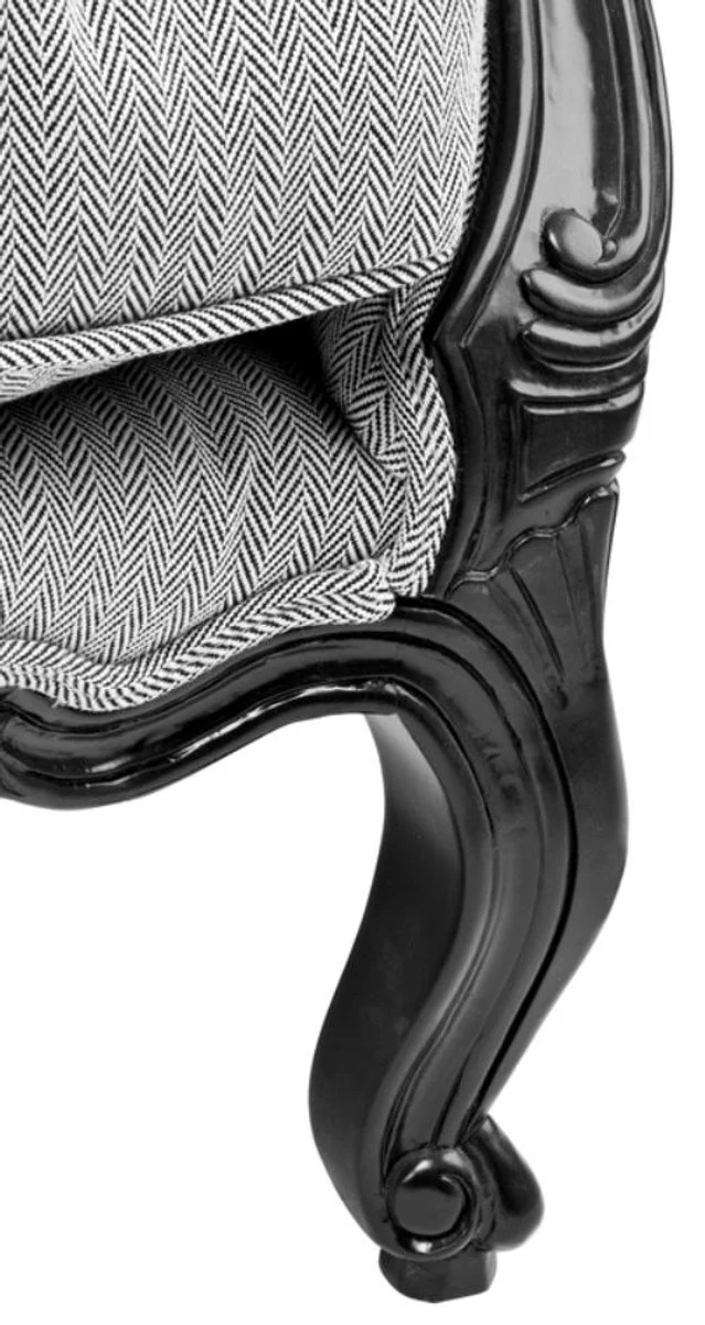 Casa Padrino Luxus Antikstil Sessel Schwarz / Weiß 76 x 80 x H. 85 cm - Hotel Möbel