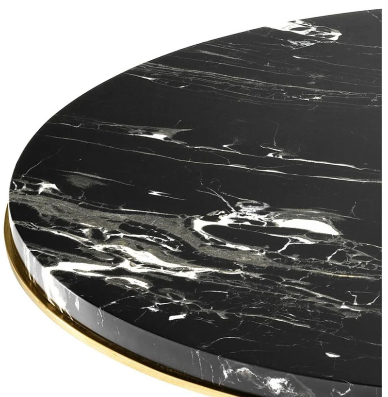 Casa Padrino Luxus Wohnzimmer Beistelltisch in gold mit schwarzer Marmorplatte 50 x H. 57 cm - Limited Edition