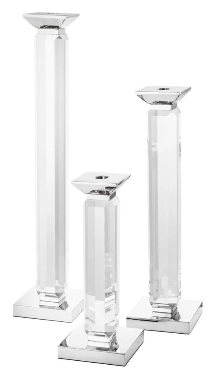 Casa Padrino Luxus Kristallglas Kerzenhalter / Kerzenständer 3er Set - Hotel Restaurant Accessoires