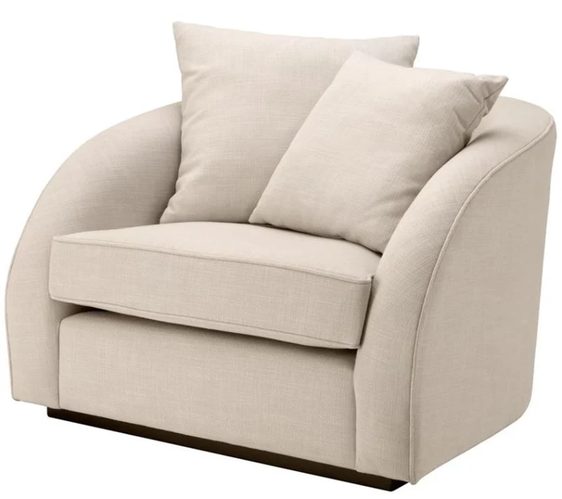 Casa Padrino Luxus Hotel Salon Sessel Naturfarbig 101 x 91 x H. 72 cm - Wohnzimmer Möbel