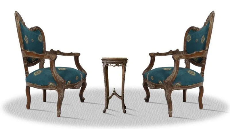 Casa Padrino Barock Salonstuhl Set mit Beistelltisch - Hotel Kollektion
