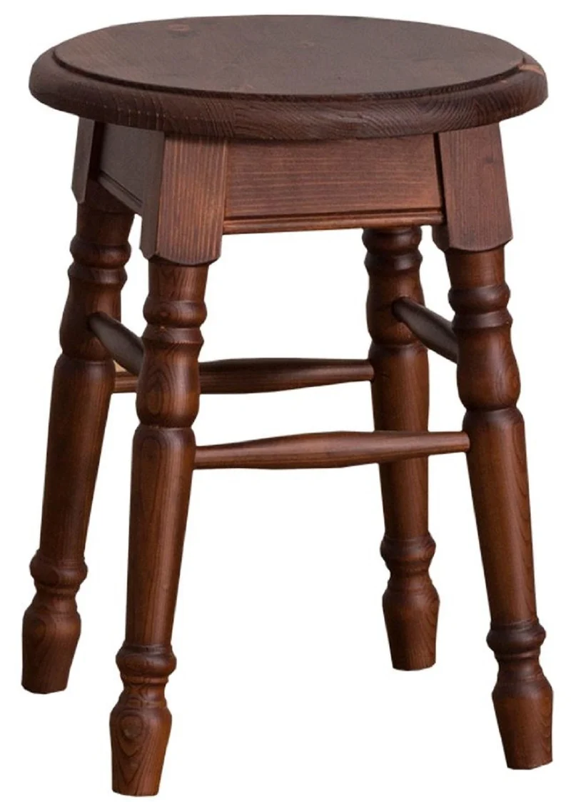 Casa Padrino Landhausstil Hocker Braun 35 x 35 x H. 45 cm - Massivholz Sitzhocker im Landhausstil