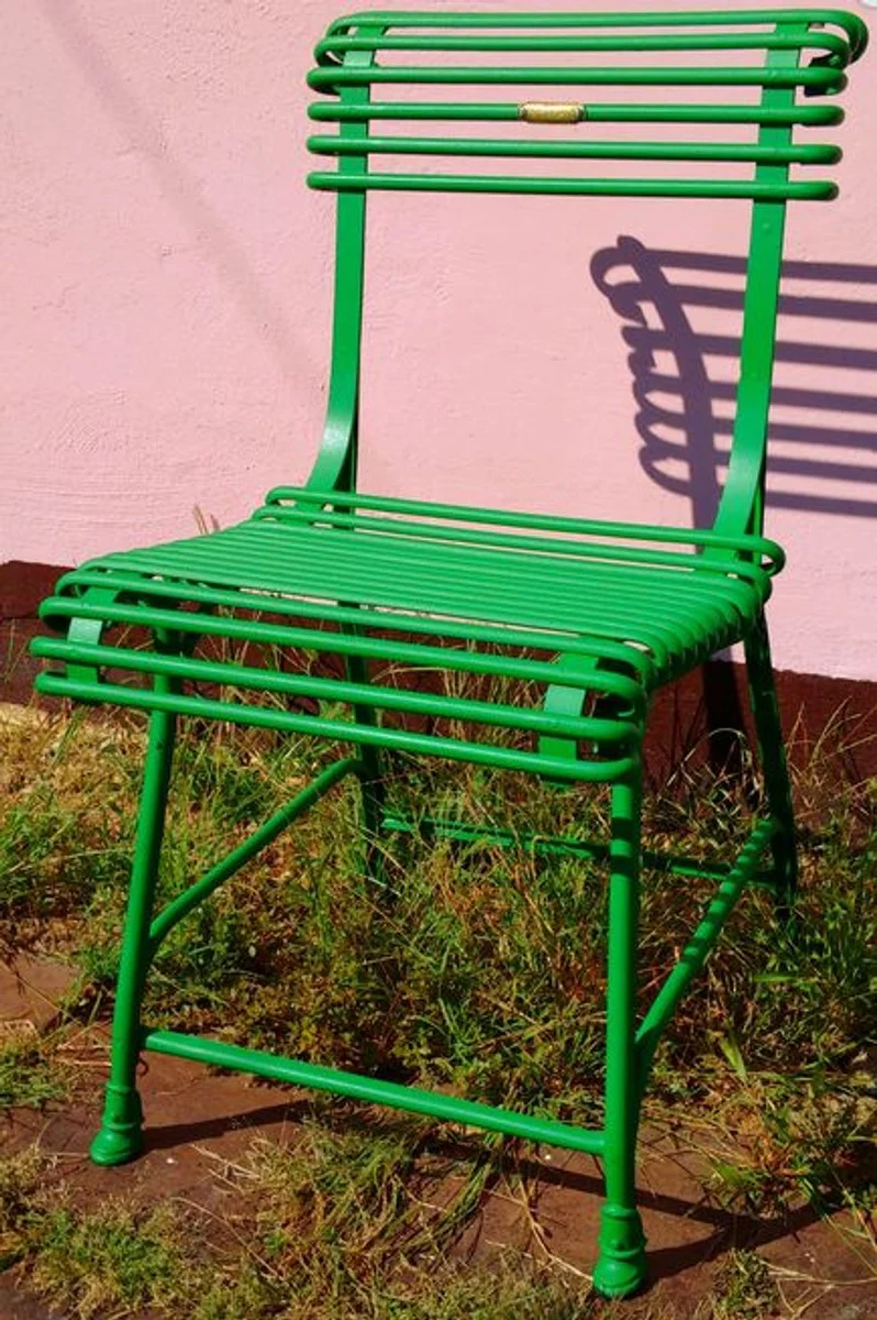 Casa Padrino Gartenstuhl aus Schmiedeeisen - alle Farben - 44 cm x 50 cm - Luxus Gartenmöbel