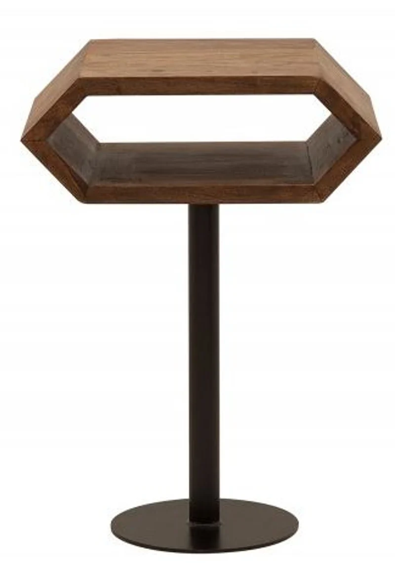 Casa Padrino Designer Beistelltisch Natur / Schwarz Sheesham 45cm x 35cm x H.65cm Massivholz