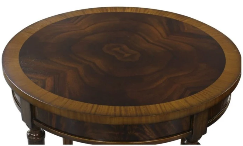 Casa Padrino Luxus Barock Beistelltisch Dunkelbraun / Hellbraun Ø 58 x H. 80 cm - Barockmöbel