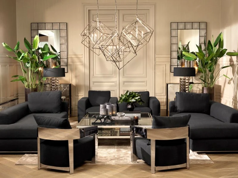 Casa Padrino Designer Sofa Schwarz Rechtsseitig 231 x 101 x H. 85 cm - Luxus Wohnzimmer Möbel