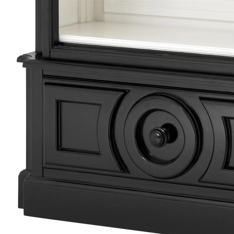 Casa Padrino Luxus Bücher Schrank Schwarz Wohnzimmer Schrank Barock Jugendstil Rokoko Vitrine Ladeneinrichtung