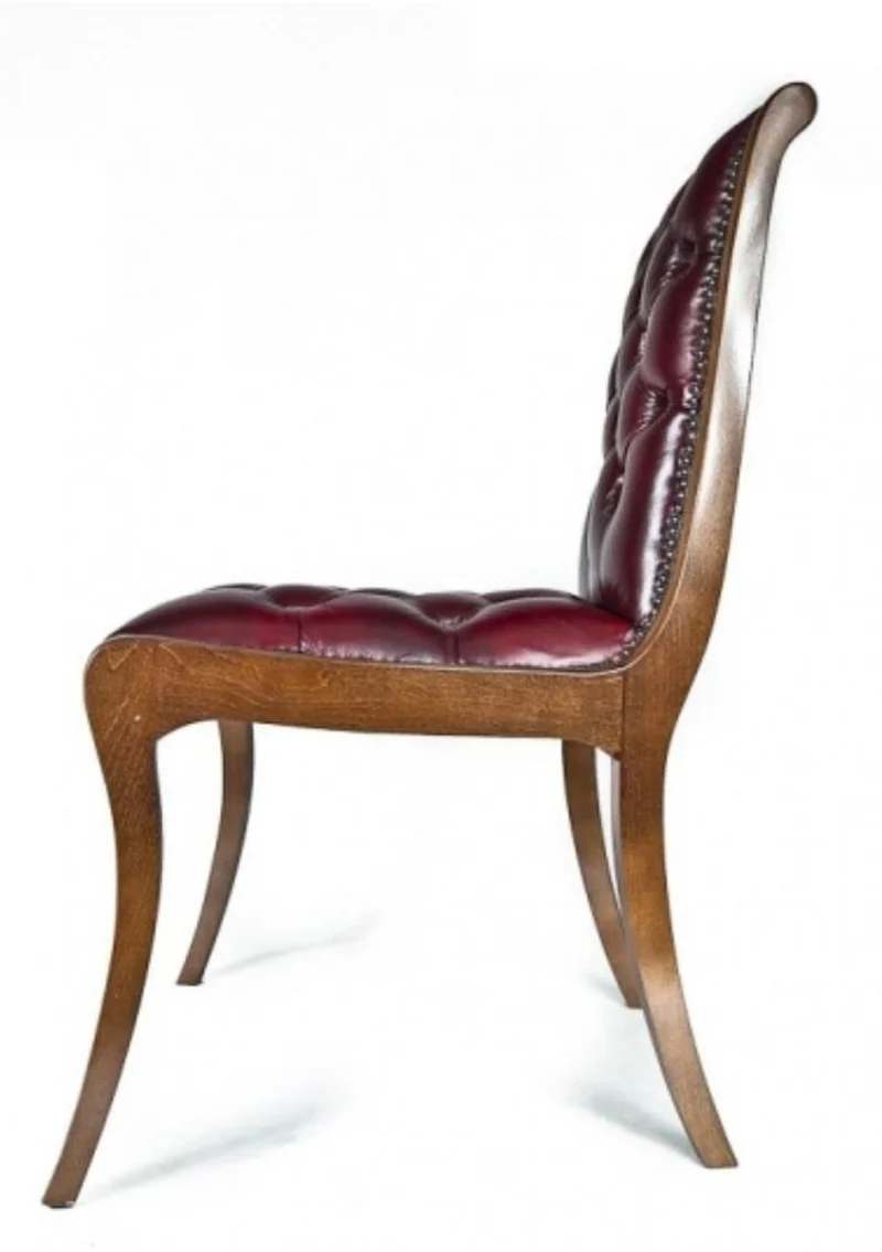 Casa Padrino Echtleder Esszimmerstuhl Weinrot / Braun 50 x 47 x H. 95 cm - Luxus Möbel