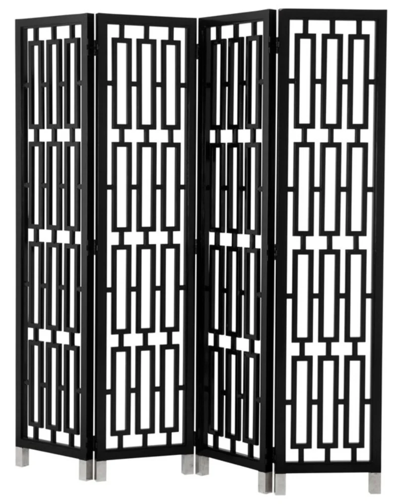 Casa Padrino Mahagoni Raumteiler in piano schwarz 200 x H. 225 cm - Luxus Qualität