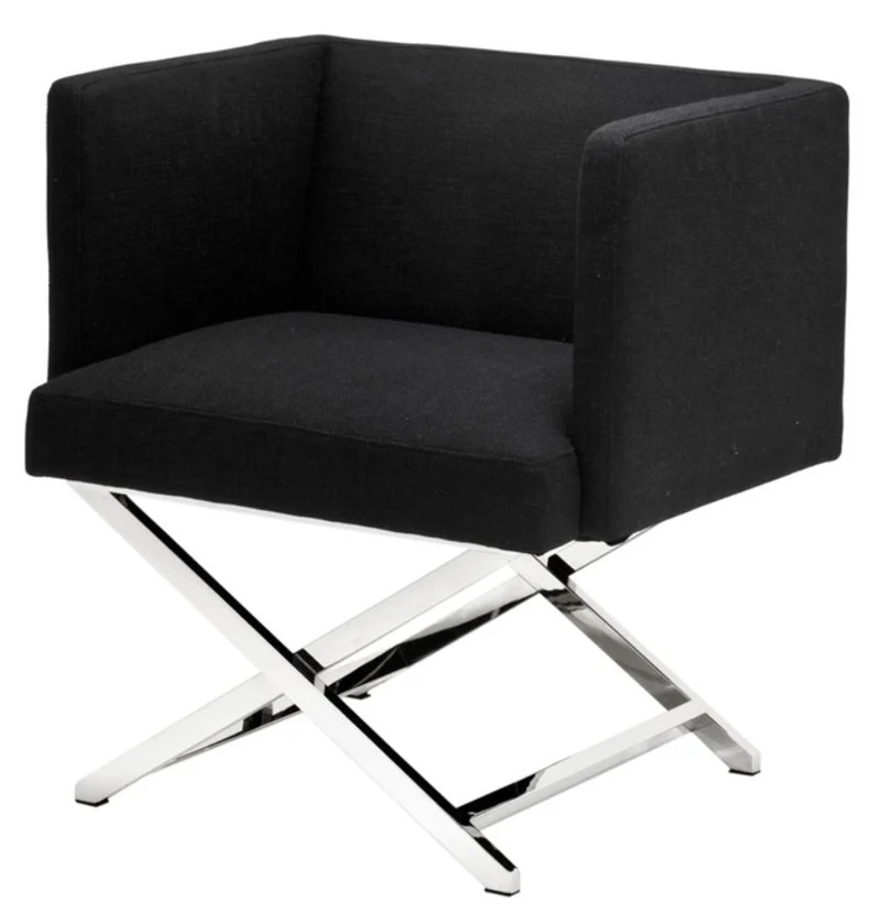 Casa Padrino Luxus Club Sessel in silber / schwarz 66 x 57 x H. 74 cm - Art Deco Möbel
