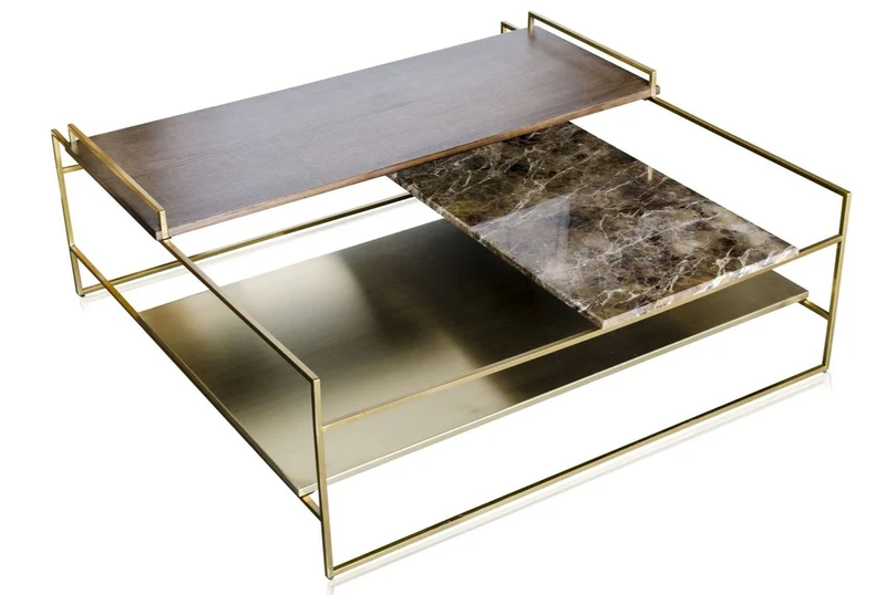 Casa Padrino Luxus Couchtisch Gold 100 x 100 x H. 39,5 cm - Designer Wohnzimmertisch