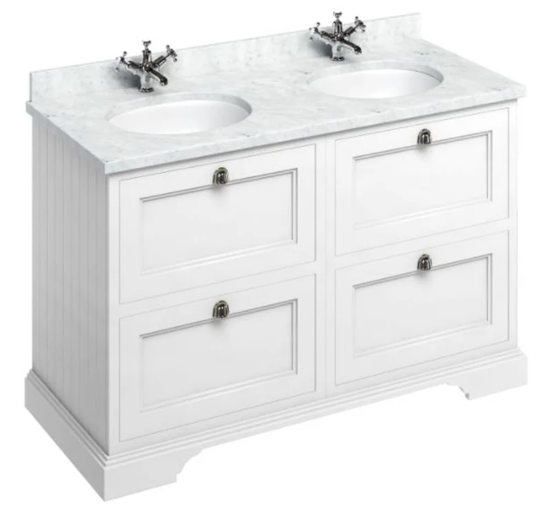 Casa Padrino Doppel Waschschrank / Waschtisch mit Marmorplatte und 4 Schubladen - Luxus Kollektion