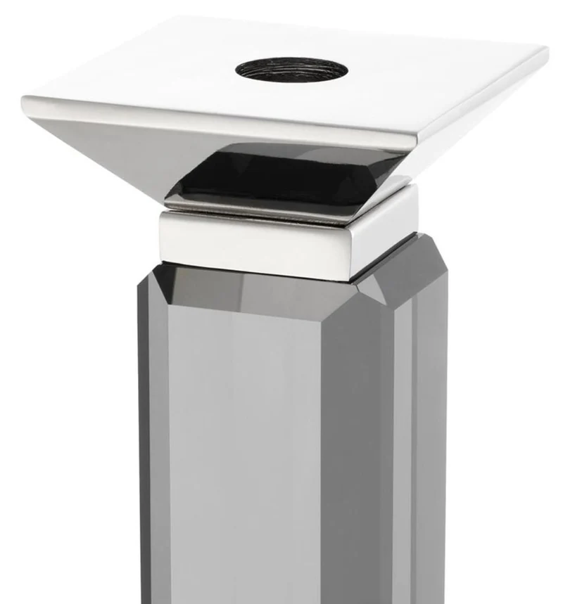Casa Padrino Luxus Kerzenhalter 3er Set - Kristallglas Metall Grau / Silber - 12 x 12 x H. 30/43/57 cm