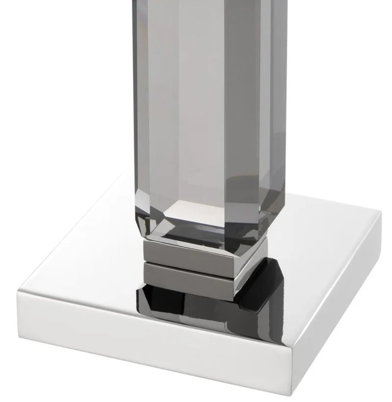Casa Padrino Luxus Kerzenhalter 3er Set - Kristallglas Metall Grau / Silber - 12 x 12 x H. 30/43/57 cm