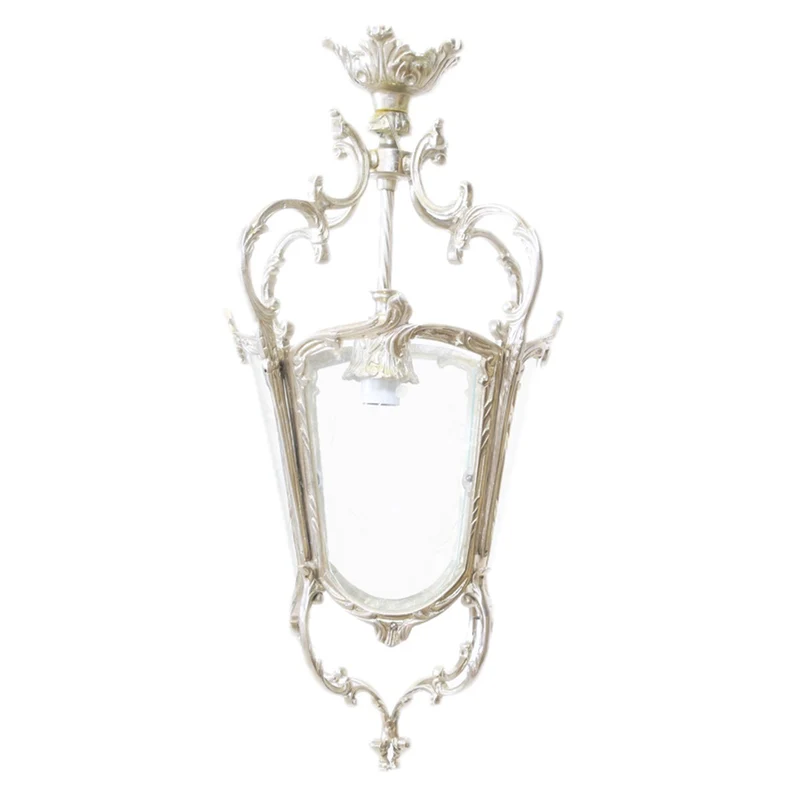 Casa Padrino Barock Decken Hängeleuchte Antik Stil, Silber, Glas, 35 x 35 x H 70 cm, Laterne