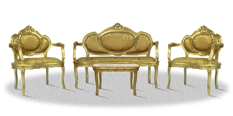 Casa Padrino Barock Salon Set Gold - Luxus Kollektion