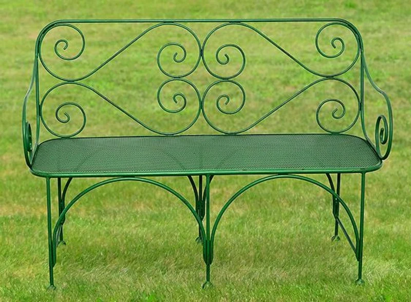 Casa Padrino Gartenbank Art Deco Design, perforierte Sitzfläche, Grün, 1,2m x 0,48m x 0,9m