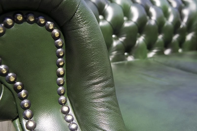 Casa Padrino Luxus Echtleder 3er Sofa Dunkelgrün 210 x 90 x H. 80 cm - Chesterfield Sofa