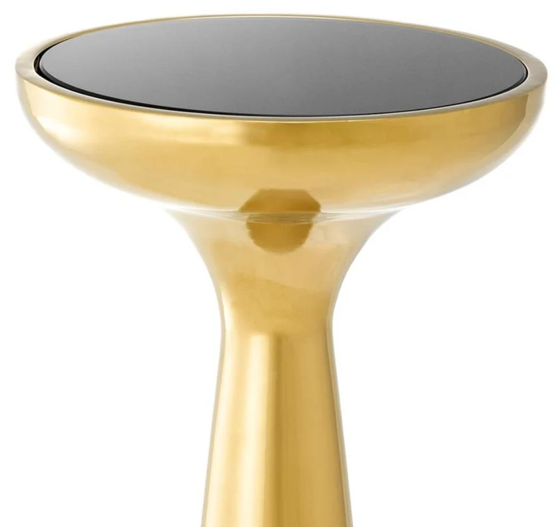 Casa Padrino Luxus Edelstahl Beistelltisch mit Glasplatte Gold / Schwarz Ø 29 x H. 71,5 cm - Hotel Möbel