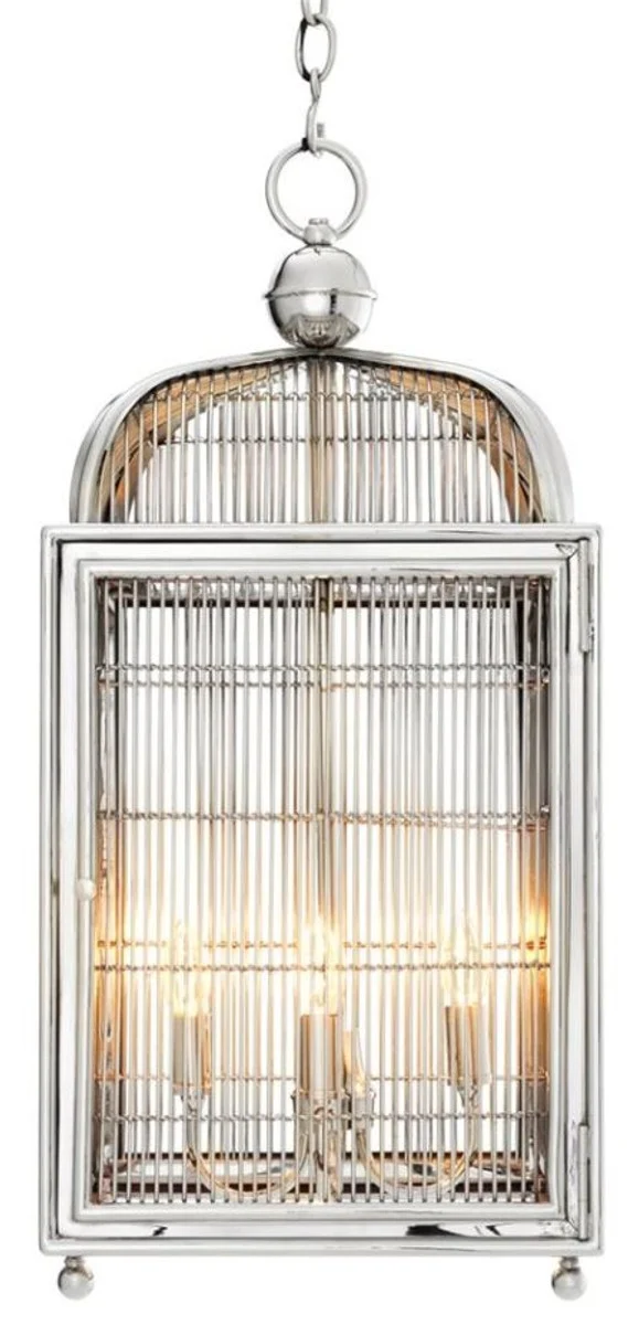 Casa Padrino Designer Hängeleuchte / Laterne Silber 38 x 38 x H. 81 cm - Luxus Hängelampe