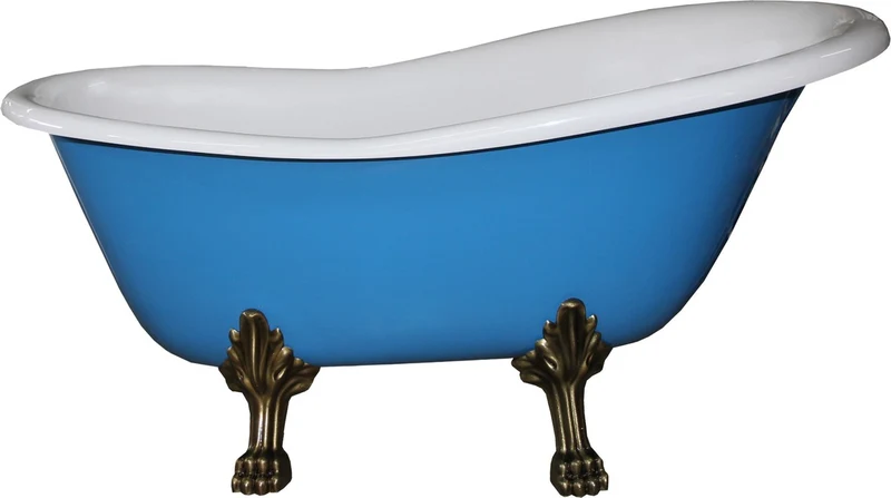 Casa Padrino Luxus Badewanne Jugendstil Roma Hellblau/Weiß/Altgold 1470mm - Freistehende Wanne