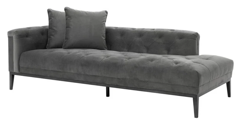 Casa Padrino Luxus Sofa Dunkelgrau Linksseitig 220 x 96 x H. 66 cm - Hotel Möbel