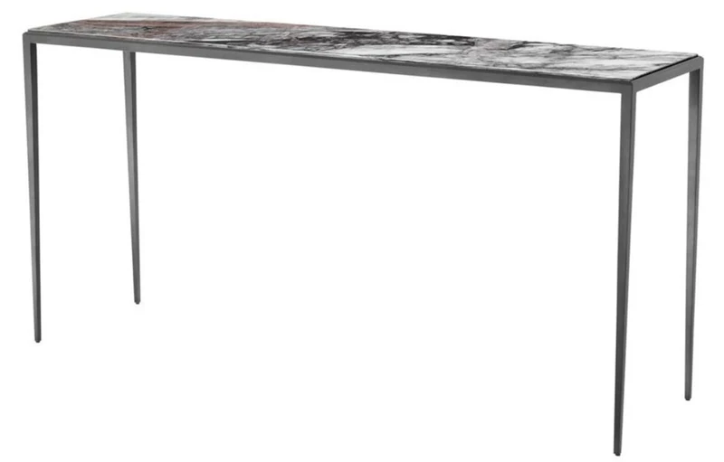 Casa Padrino Wohnzimmer Konsole in bronze mit weißer Marmorplatte 152 x 40 x H. 76 cm - Luxus Möbel