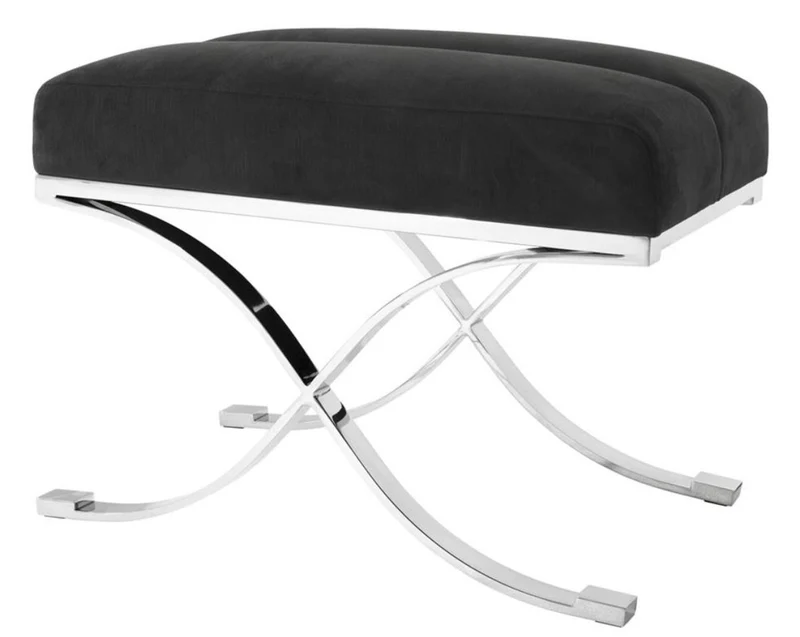 Casa Padrino Luxus Hocker Anthrazitgrau 69 x 42 x H. 51 cm - Designermöbel
