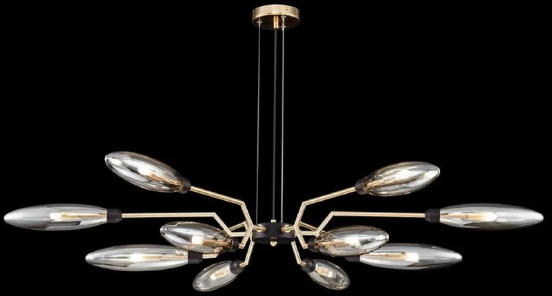 Casa Padrino Luxus Hängeleuchte Mattgold / Schwarz Ø 127 x H. 17,5 cm - Moderne Pendelleuchte
