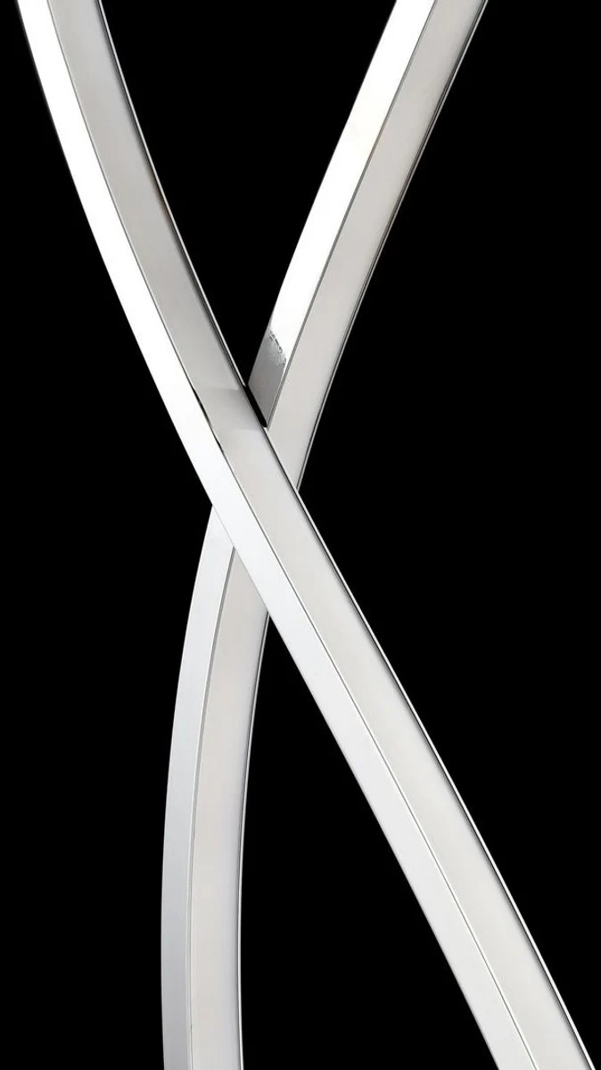Casa Padrino Luxus LED-Stehleuchte Silber Ø 25 x H. 145 cm - Moderne Designermöbel für Wohnzimmer