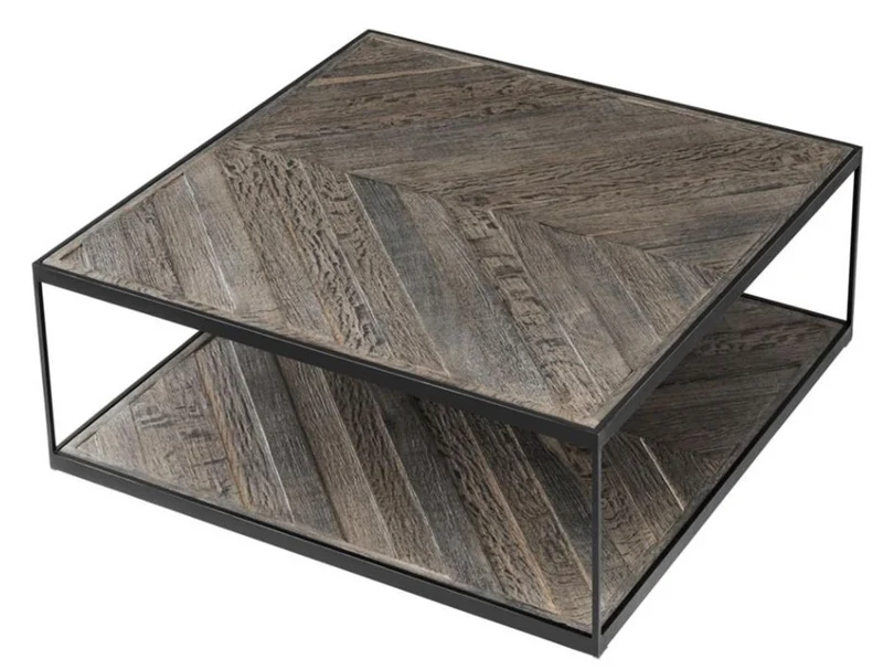 Casa Padrino Designer Couchtisch aus verzinktem Stahl und verwittertem Eichenholz - Luxus Kollektion