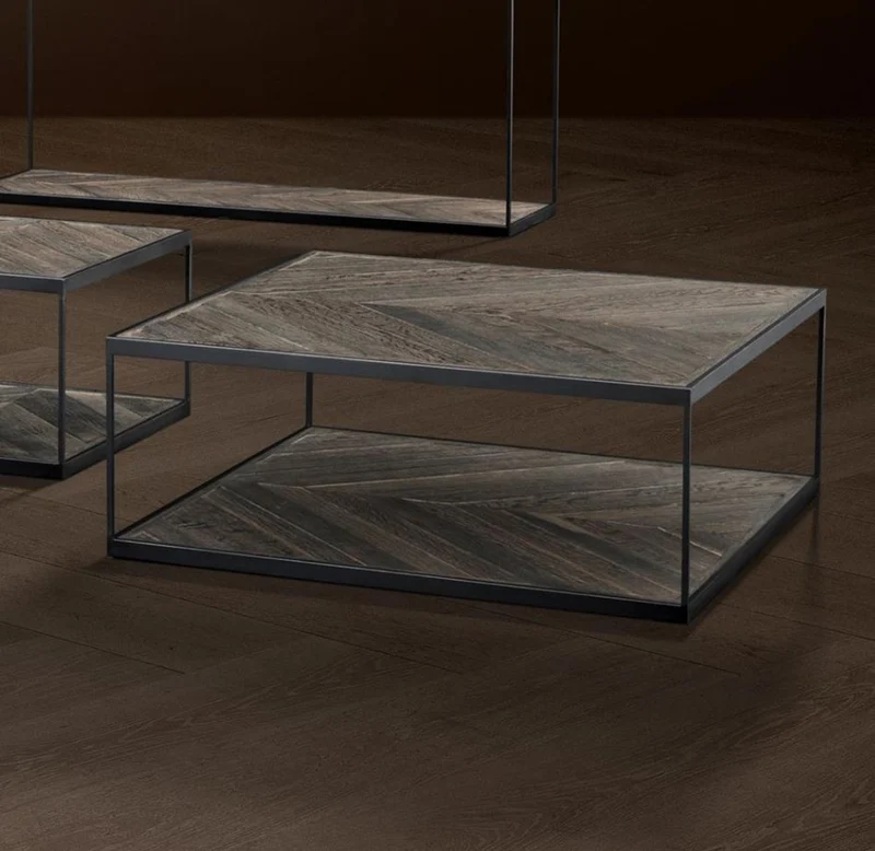 Casa Padrino Designer Couchtisch aus verzinktem Stahl und verwittertem Eichenholz - Luxus Kollektion