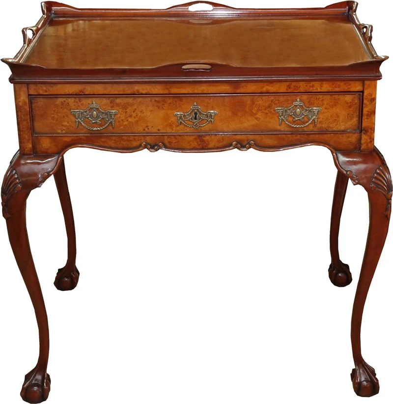 Casa Padrino Barock Luxus Konsole Teetisch aus massivem Eichenholz in Mahagonibraun und Gold 80 x 60 x H. 78 cm