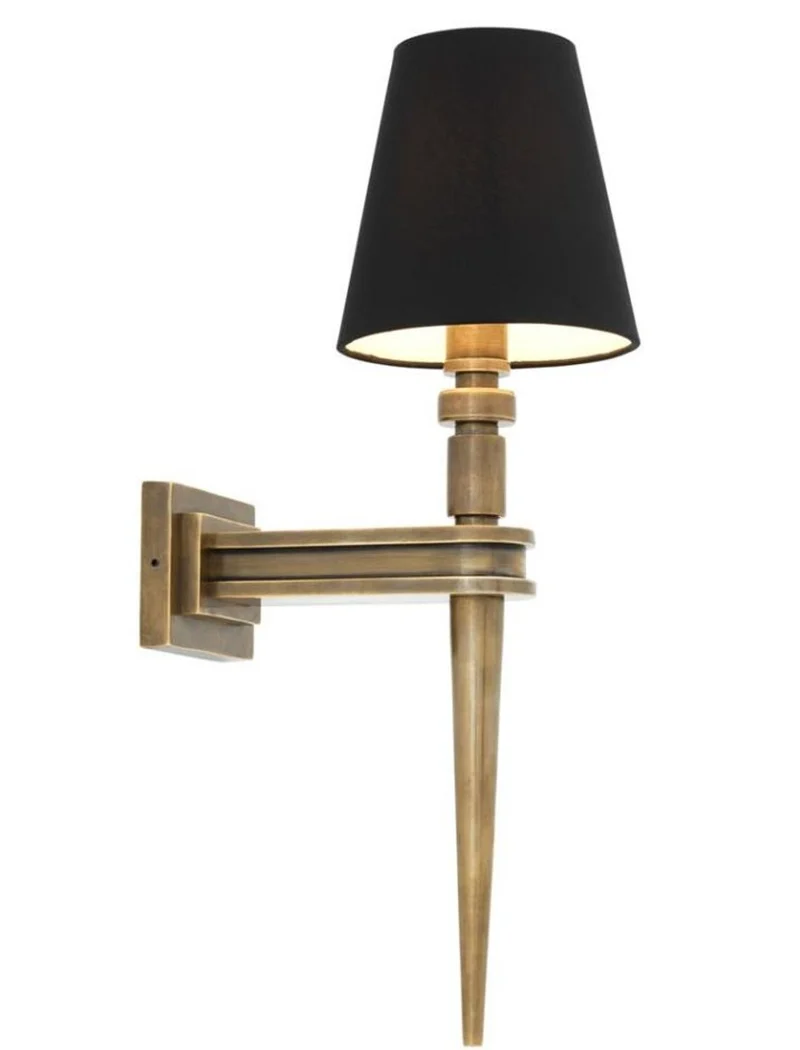 Casa Padrino Designer Messing Wandleuchte 15 x 23,5 x H. 50 cm - Luxus Wandlampe