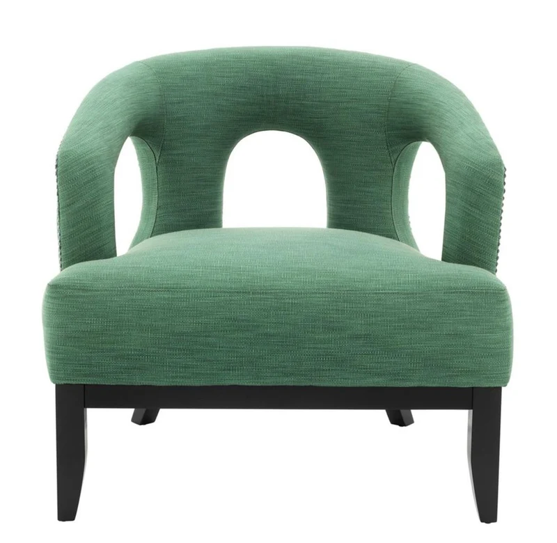 Casa Padrino Luxus Designer Sessel im Barock Stil - Grün / Schwarz / Antik Messing - 80 x 76 x 79 cm
