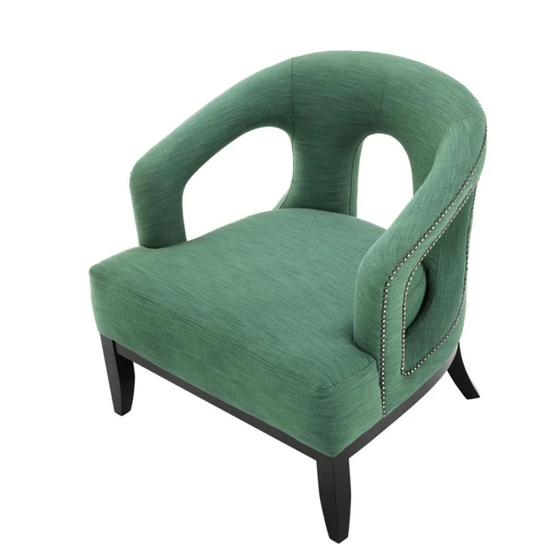 Casa Padrino Luxus Designer Sessel im Barock Stil - Grün / Schwarz / Antik Messing - 80 x 76 x 79 cm