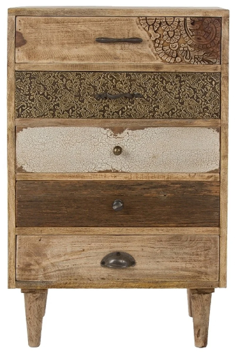 Casa Padrino Landhausstil Kommode mit 5 Schubladen Naturfarben / Mehrfarbig 48 x 27 x H. 80 cm - Landhausstil Möbel