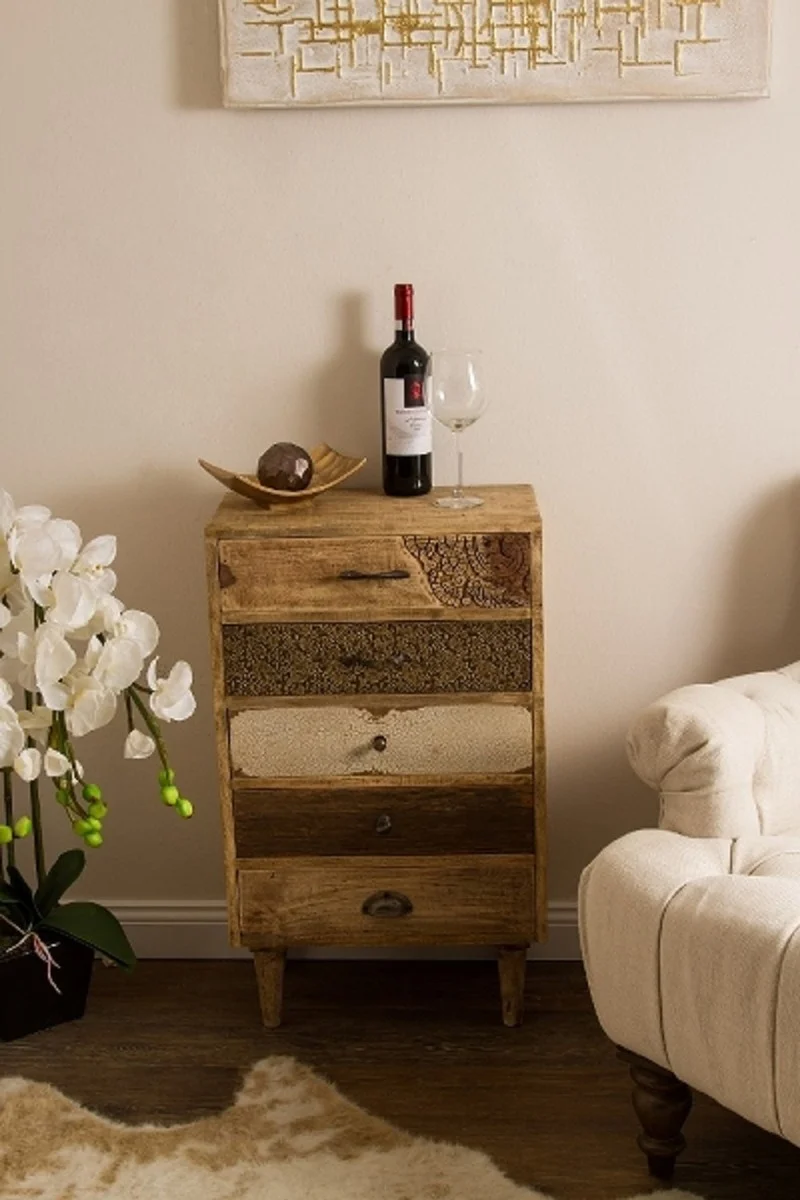 Casa Padrino Landhausstil Kommode mit 5 Schubladen Naturfarben / Mehrfarbig 48 x 27 x H. 80 cm - Landhausstil Möbel